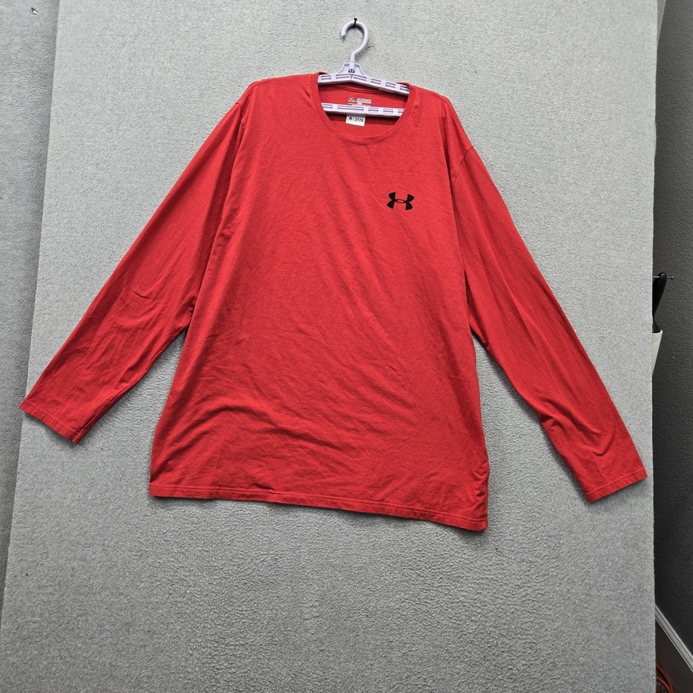 Under Armour Men Shirt 3XL Red Activewear Logo Loose Long Sleeve Stretch